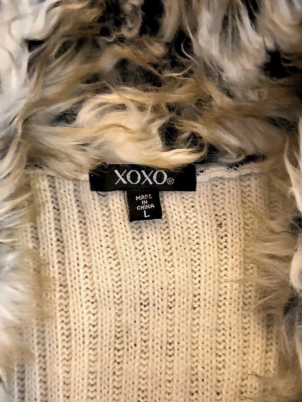 XOXO Animal Print Cardigan in Cream & Brown Size Large - Picture 2 of 2